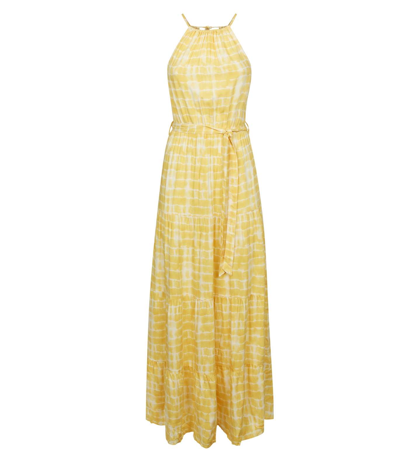 Yellow Tie Dye Halterneck Maxi Dress  Image 4