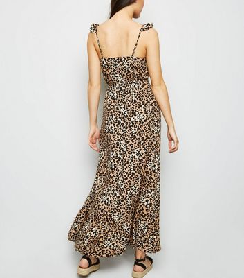 Brown Leopard Print Button Front Maxi Dress New Look shop for Brown Leopard Print Button Front Maxi Dress New Look at Shopo