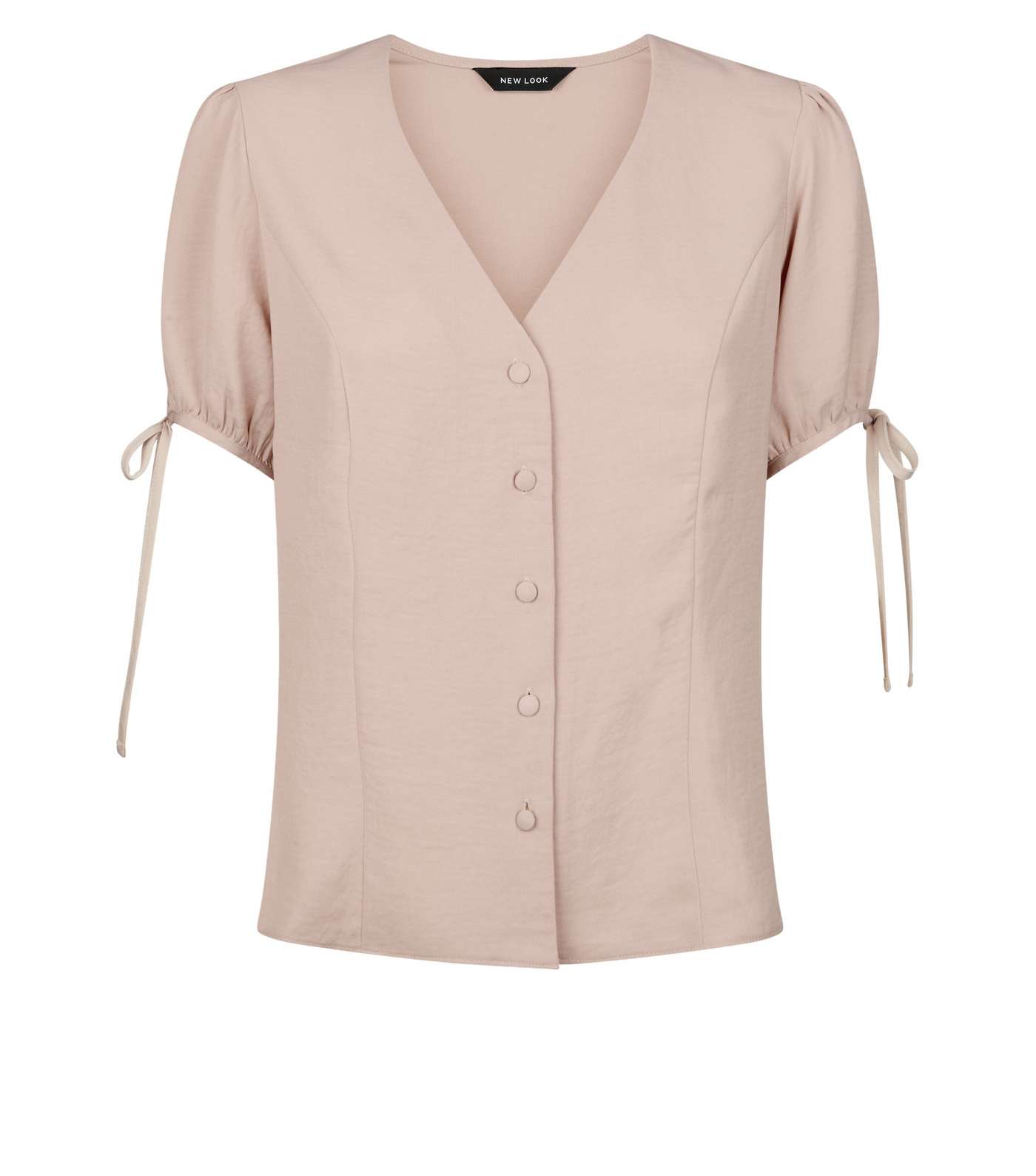 Pale Pink Button Up Puff Sleeve Blouse Image 4