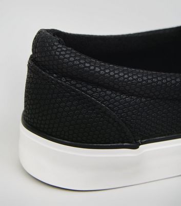 black faux snake slip on trainers