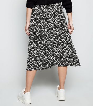 black and white midi skirt new look