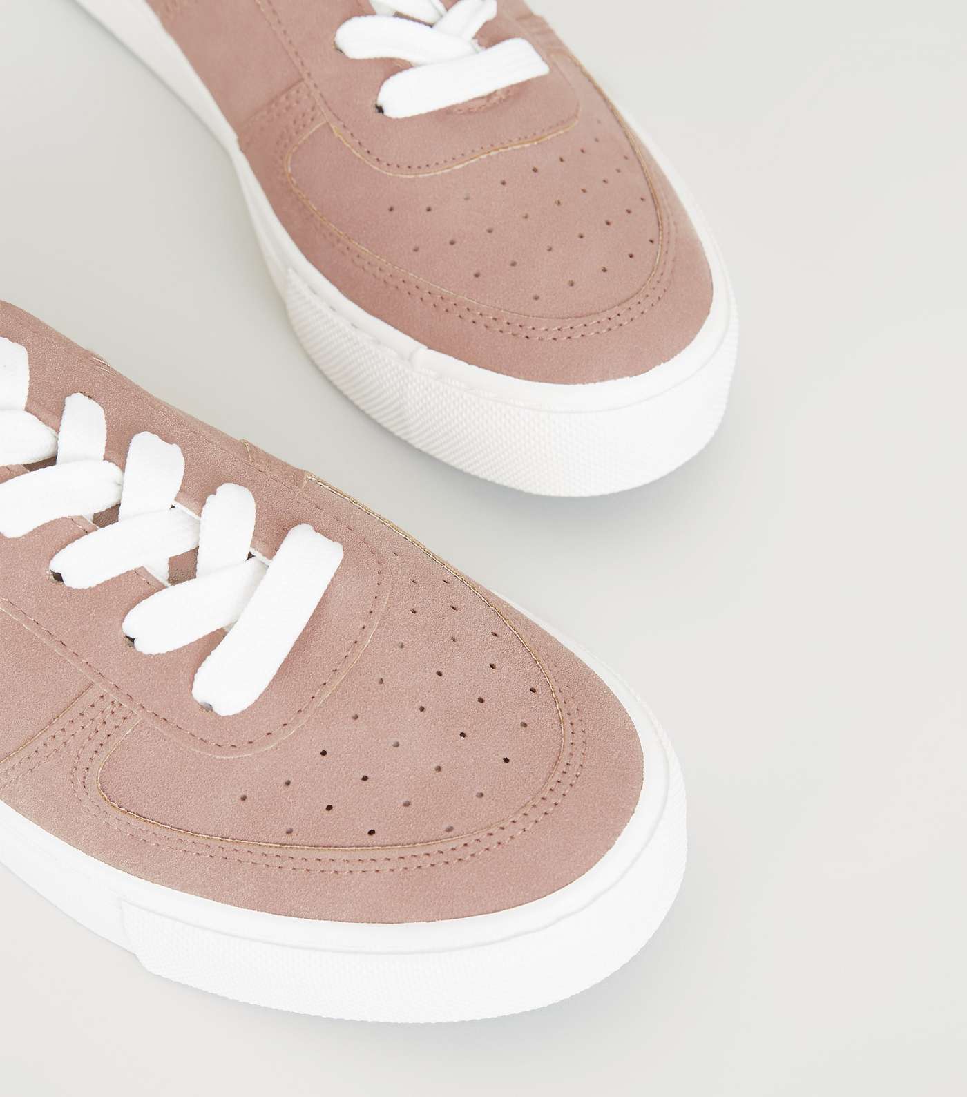 Girls Pink Suedette Lace Up Trainers Image 4