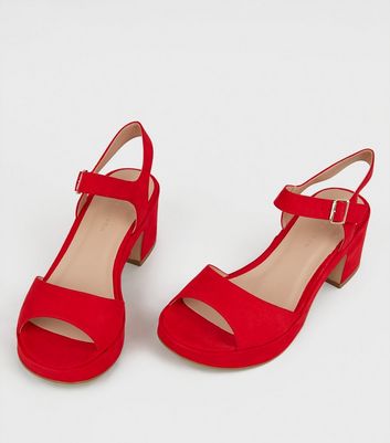 new look wide fit red shoes