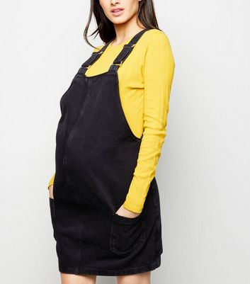 new look black denim dress