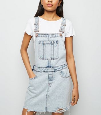 new look denim dungaree dress