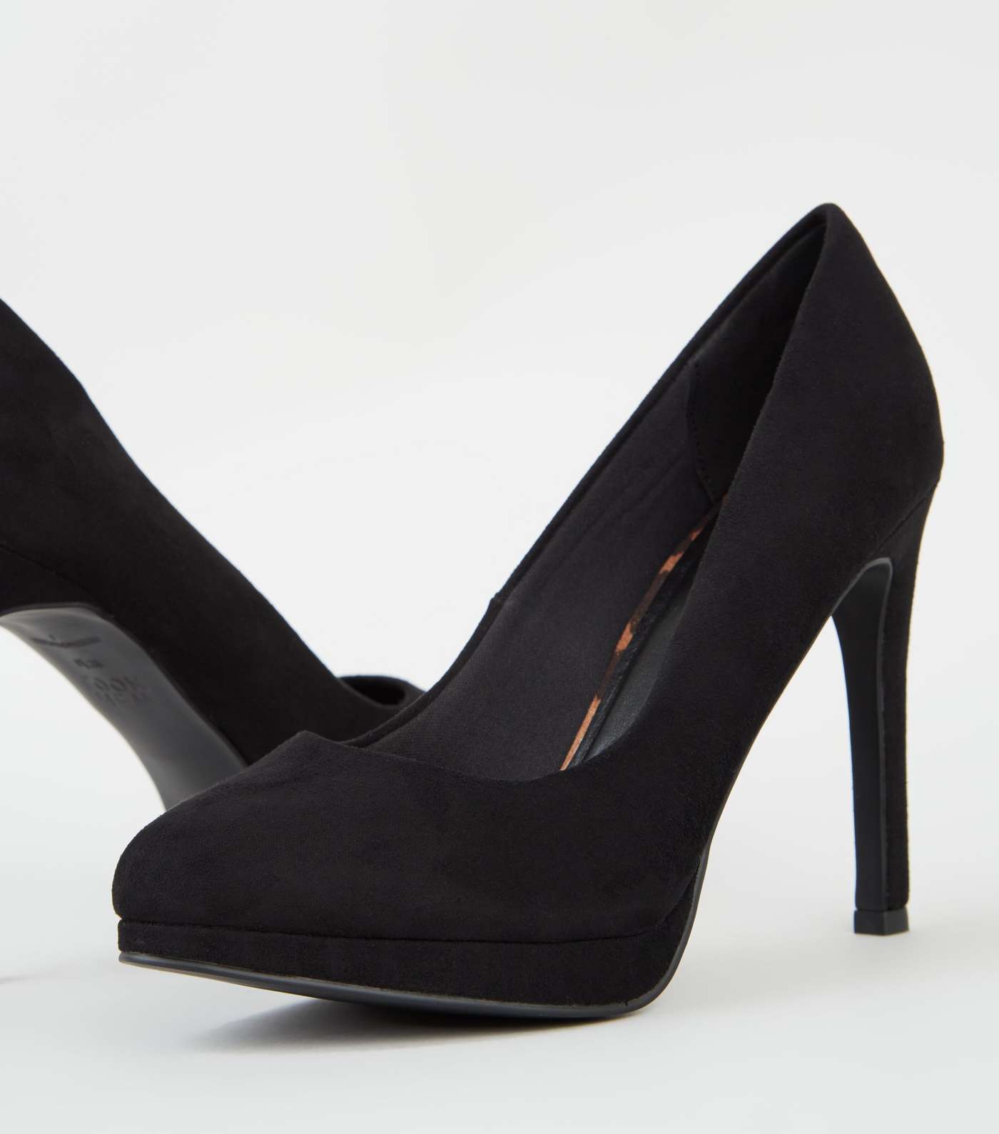Black Suedette Platform Court Shoes Image 3