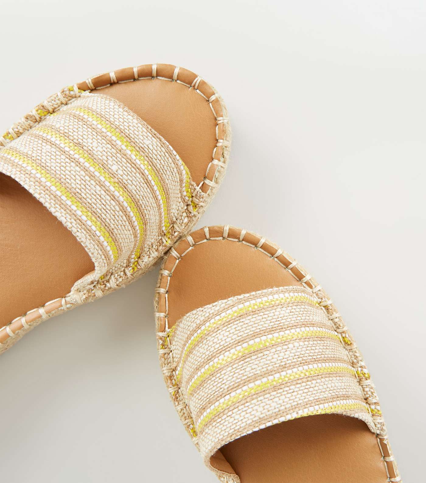 Yellow Stripe Espadrille Flatform Sandals Image 4