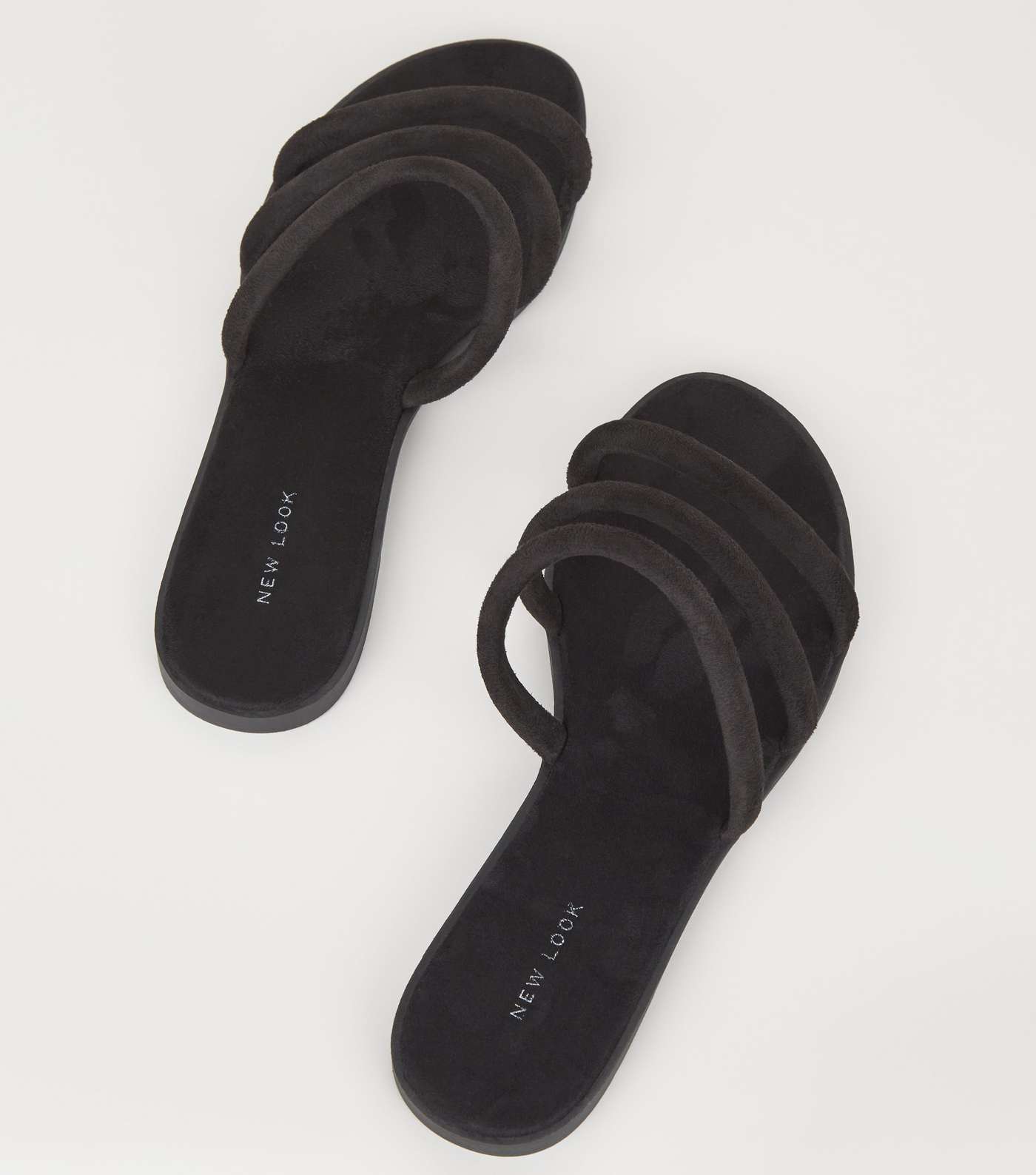 Black Suedette Tube Strap and Insole Sliders Image 4