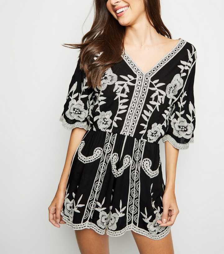 Black Crochet Playsuit