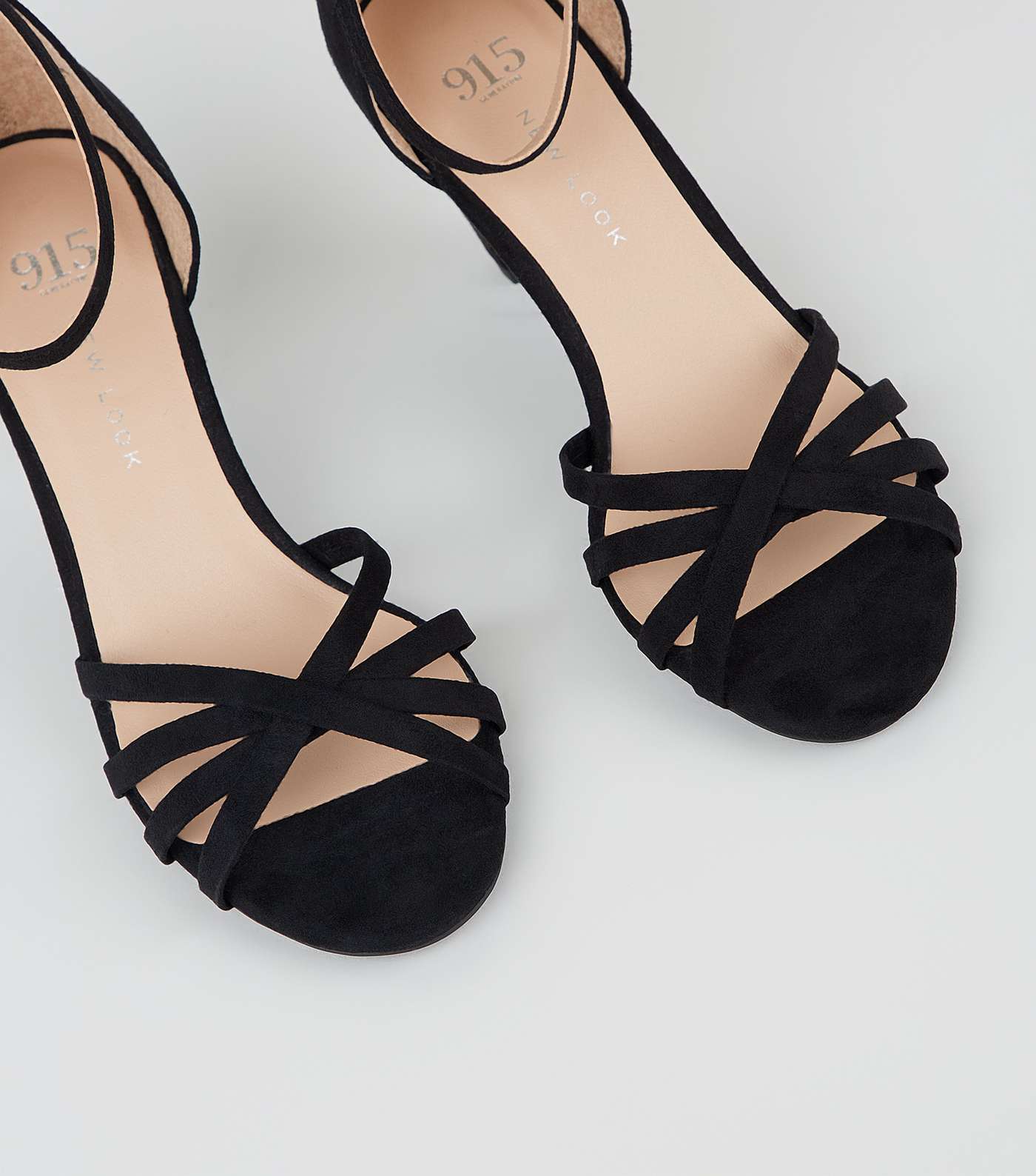 Girls Black Suedette Cone Heel Sandals  Image 4