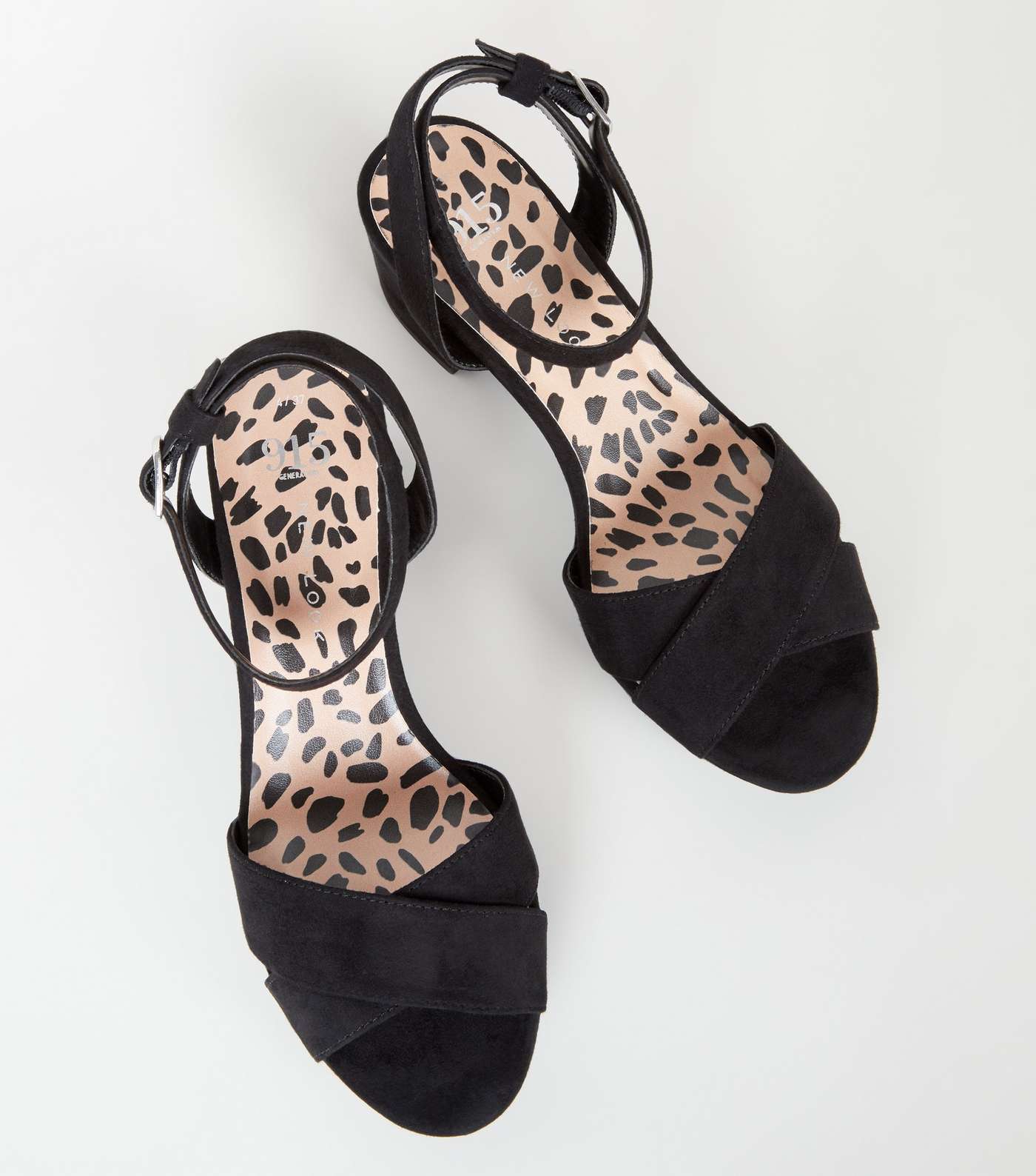 Girls Black Leopard Print Insole Platform Sandals Image 3