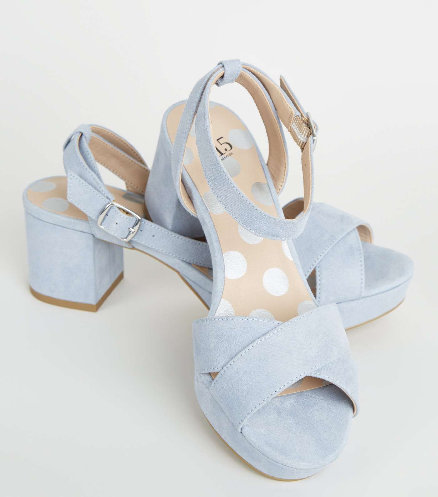Girls Pale Blue Spot Print Insole Platform Sandals Image 3
