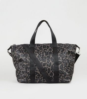 grey leopard print bag