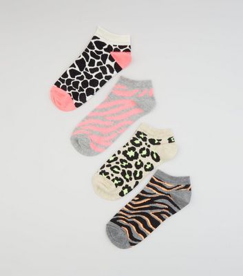 leopard print trainer socks
