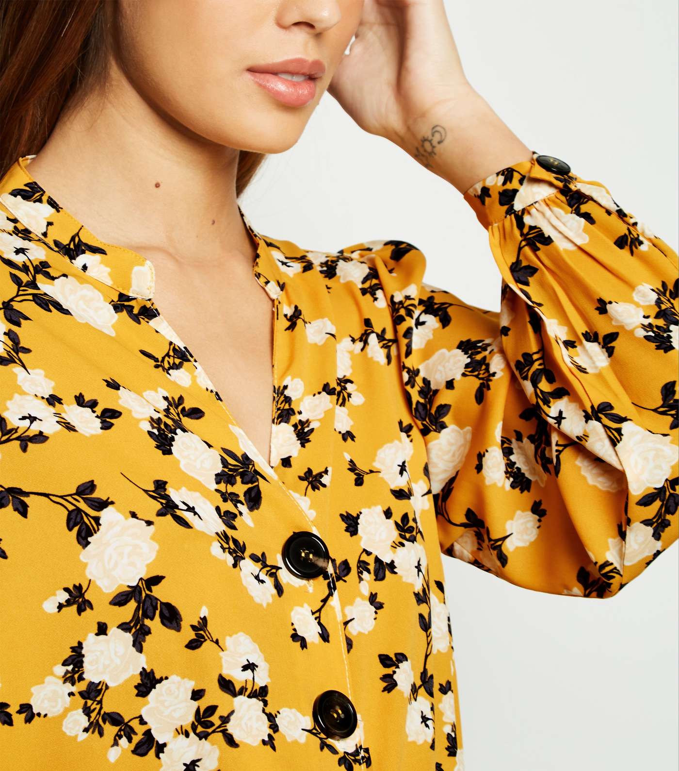Blue Vanilla Yellow Floral Tie Front Blouse Image 5