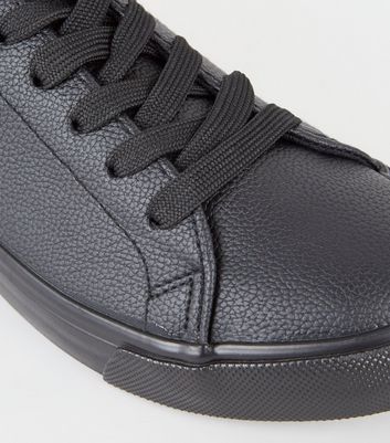 black leather look trainers