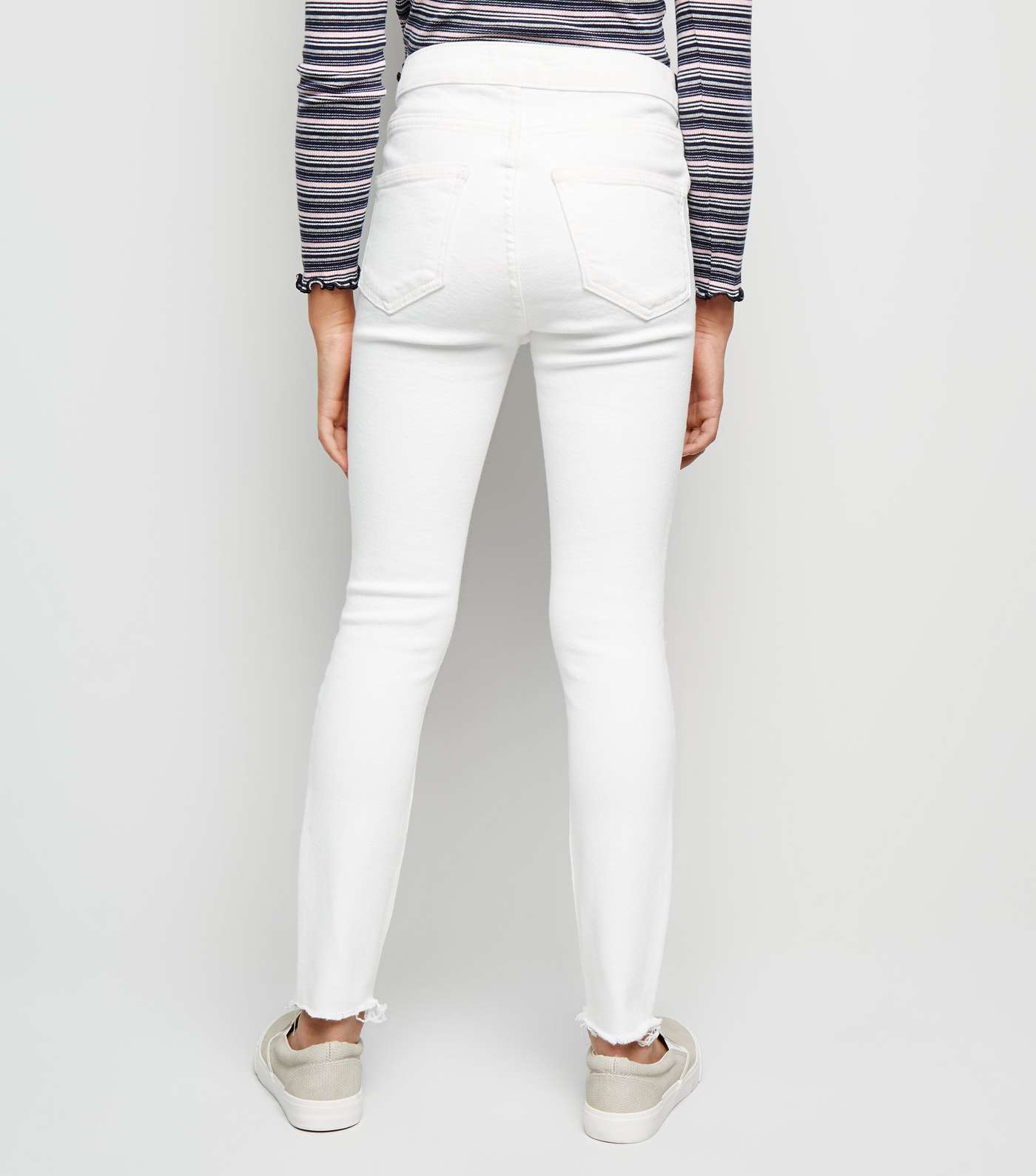 Girls White Ripped High Waist Skinny Jeans Image 3