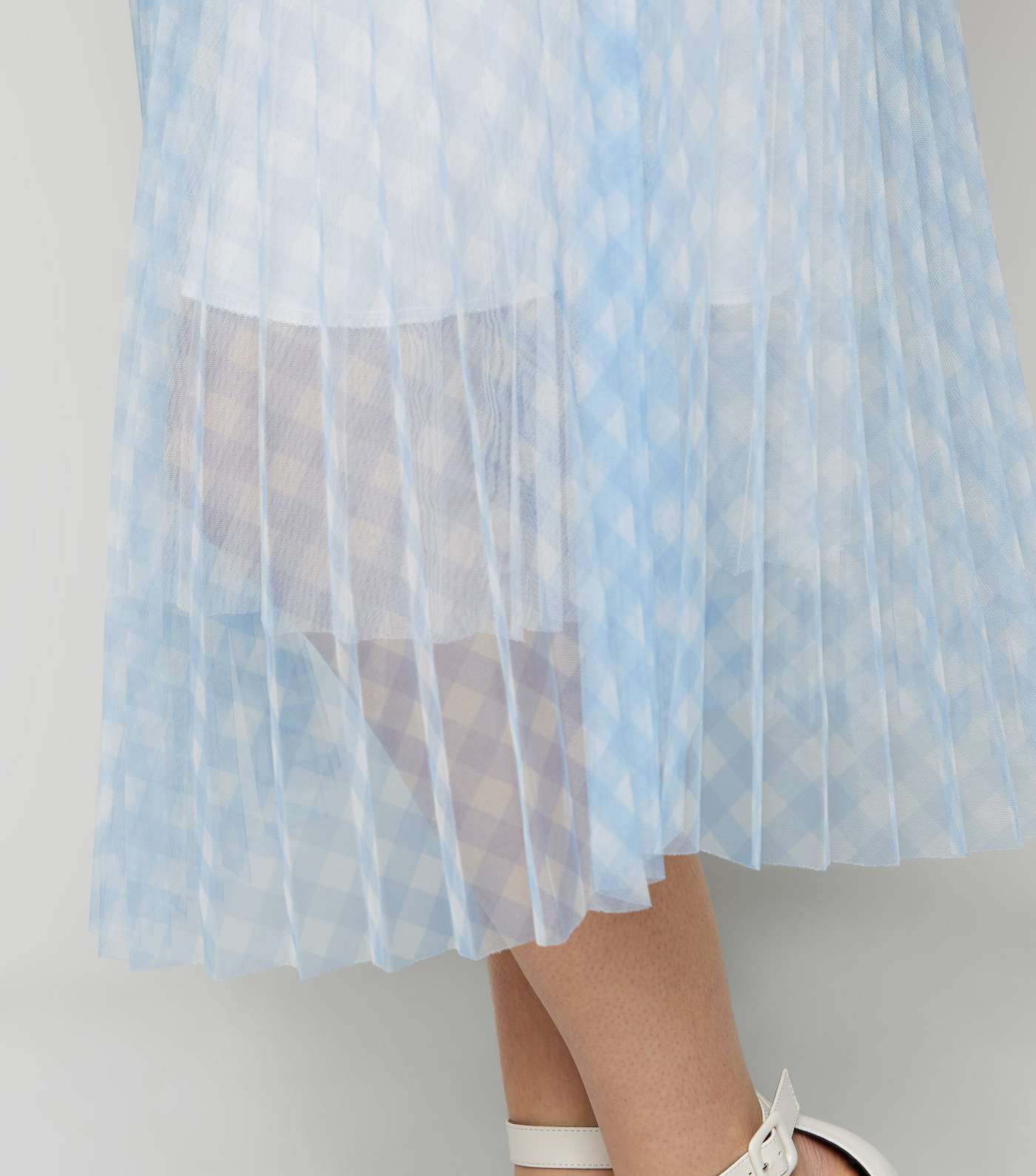 Blue Vanilla Pale Blue Check Mesh Skirt Image 3