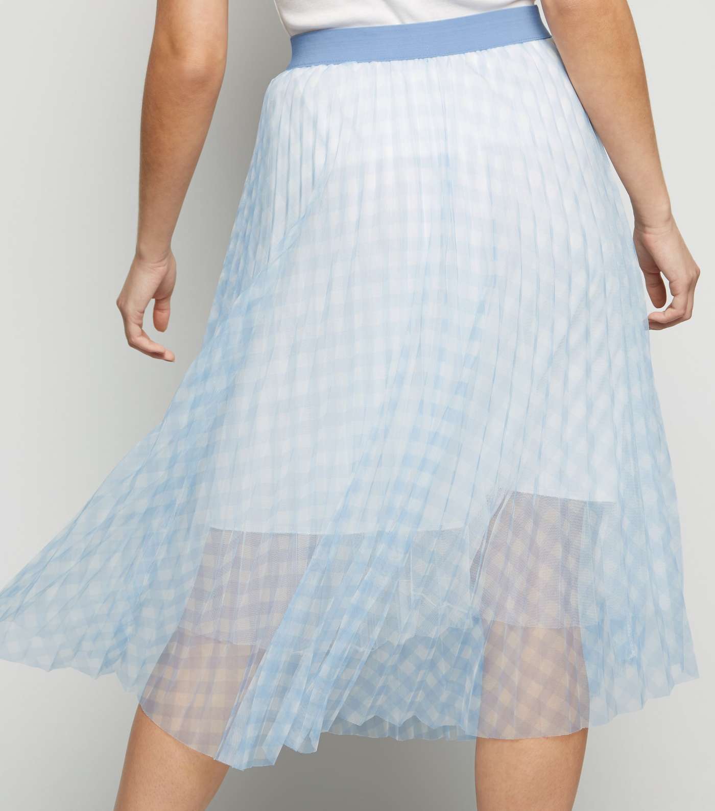 Blue Vanilla Pale Blue Check Mesh Skirt Image 5