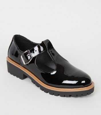 Girls Black Patent T-Bar Shoes | New Look