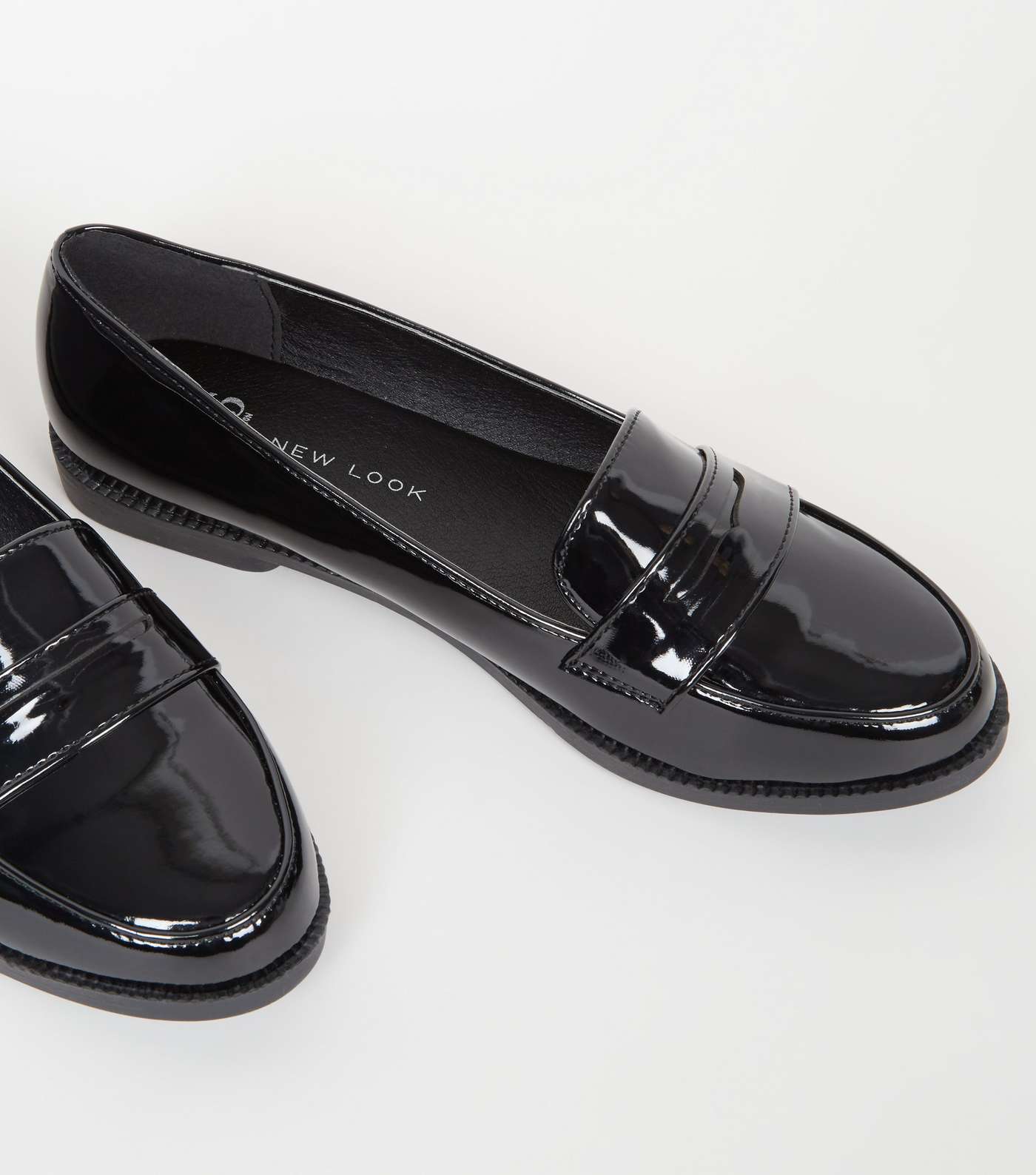 Girls Black Patent Cut Out Loafers Image 3