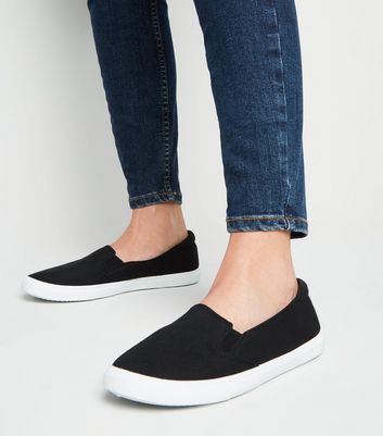 new look black slip on shoes