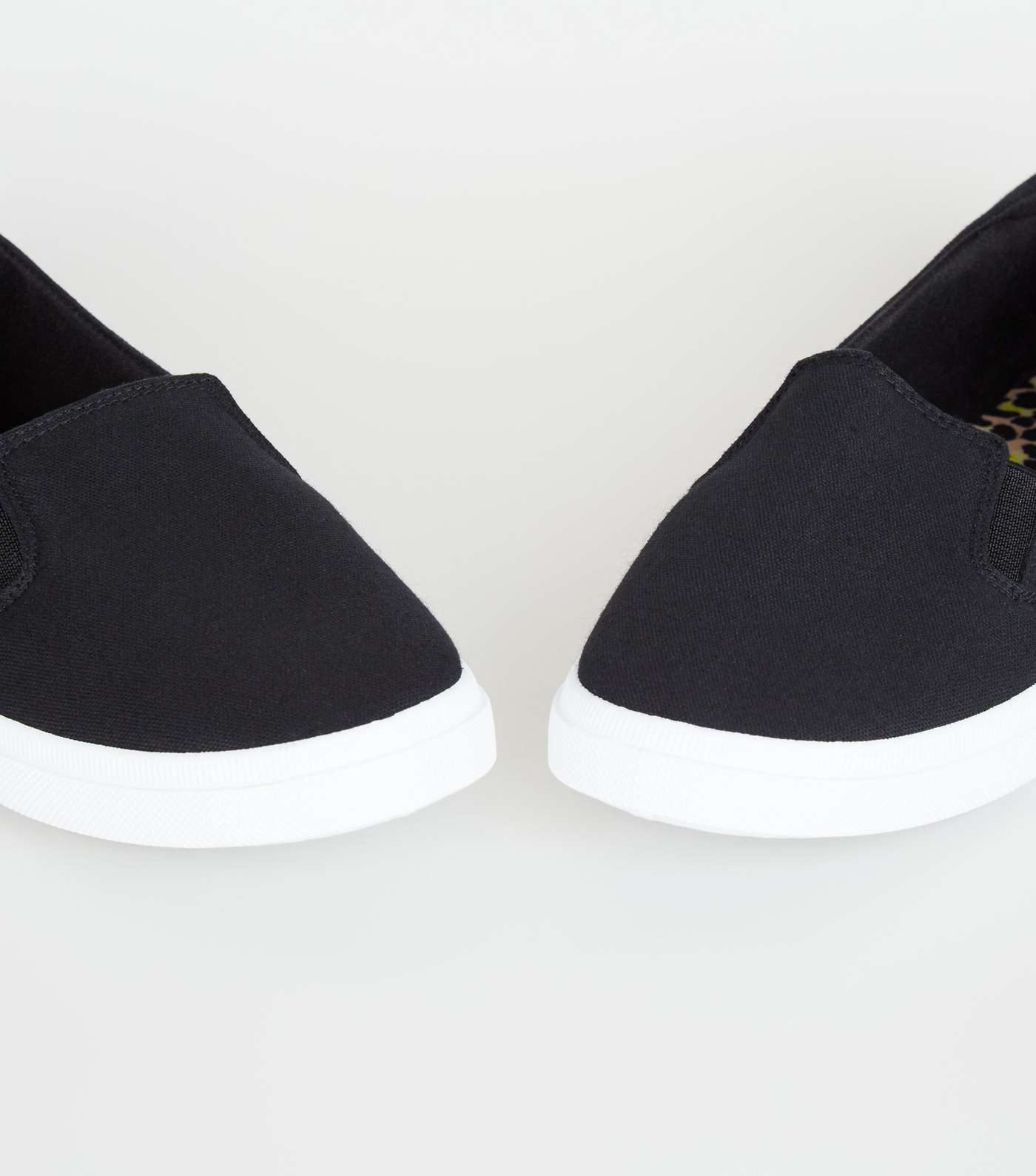 Black Canvas Contrast Sole Slip On Trainers Image 3