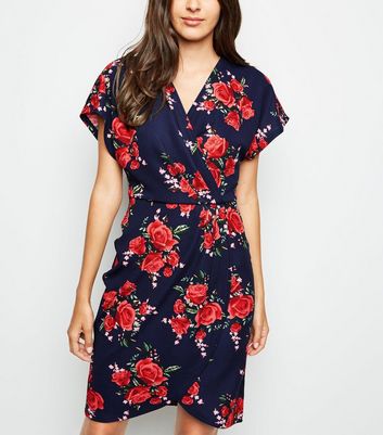 floral wrap front dress