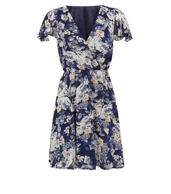 Mela Navy Floral Wrap Dress New Look shop for Mela Navy Floral Wrap Dress New Look at Shopo