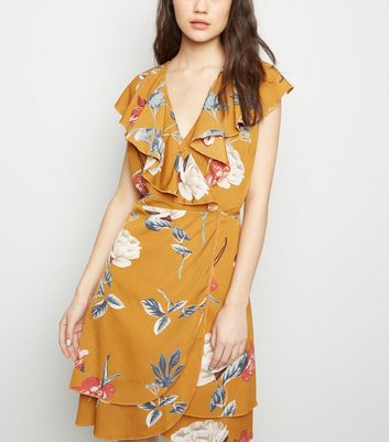 new look yellow wrap dress