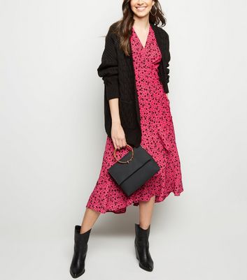 new look pink wrap dress