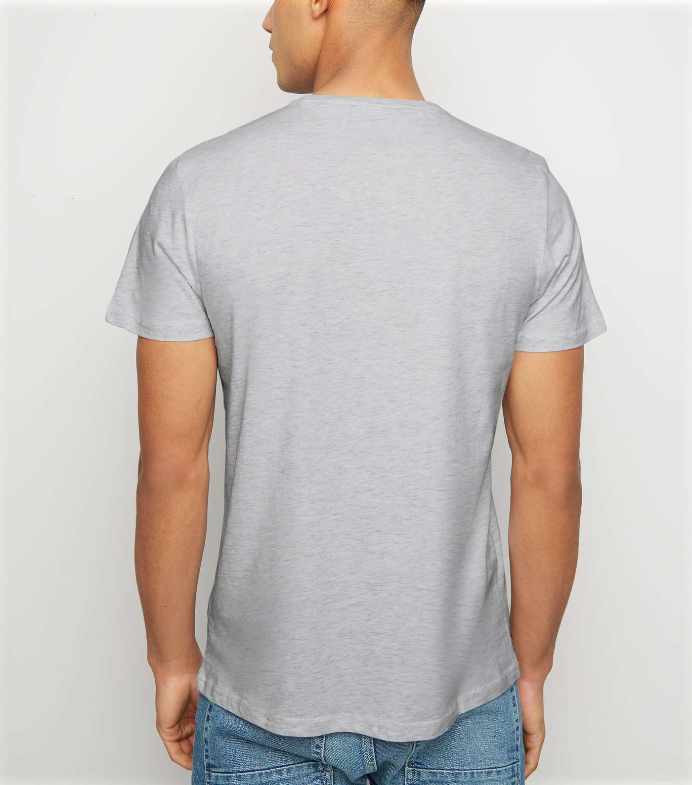 Pale Grey Crew Neck Cotton T-Shirt Image 3