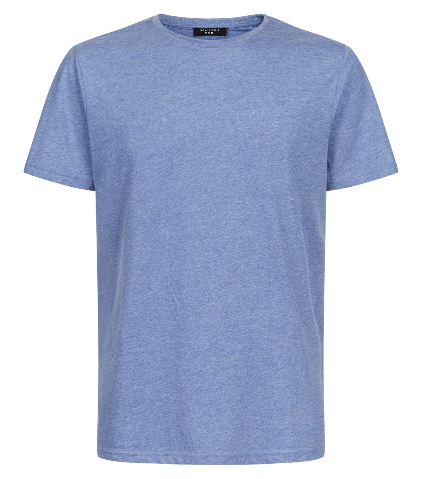 Blue Marl Crew Neck Cotton T-Shirt Image 4