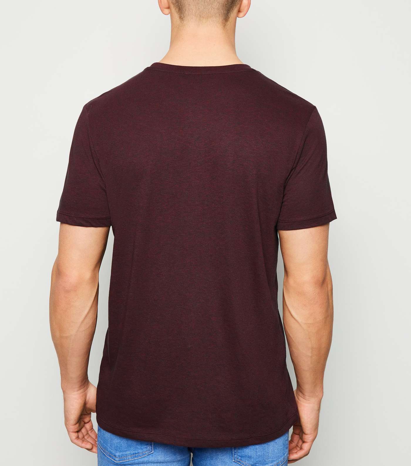 Burgundy Crew Neck Cotton T-Shirt Image 3