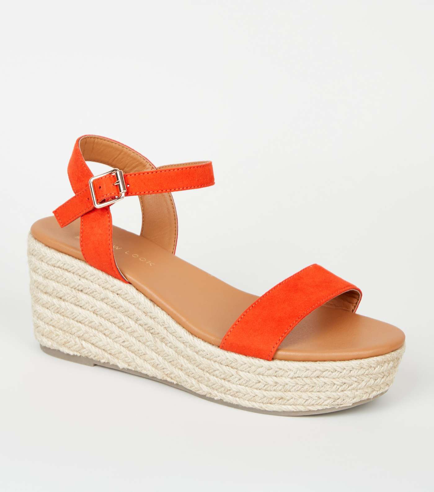 Wide Fit Red Footbed Espadrille Wedges