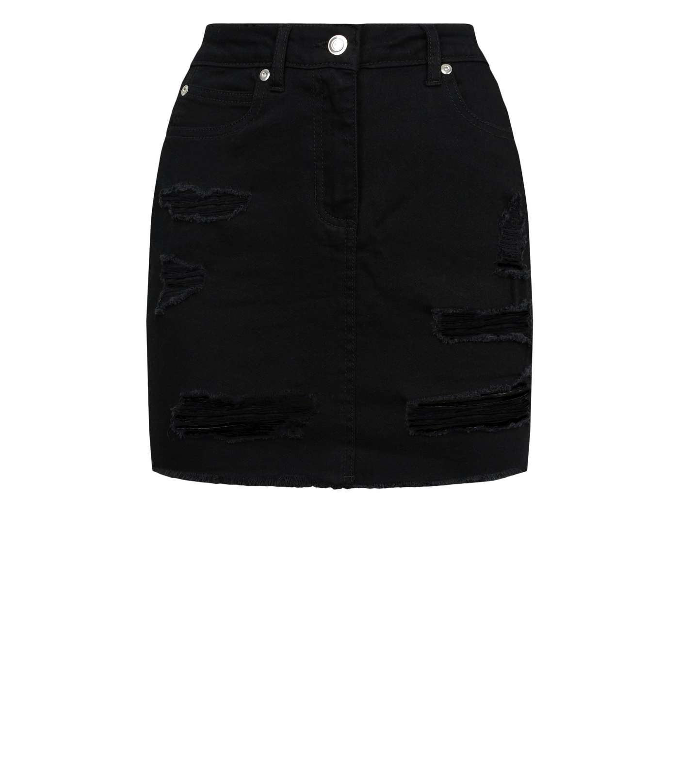 Black Ripped Denim Mini Skirt Image 4