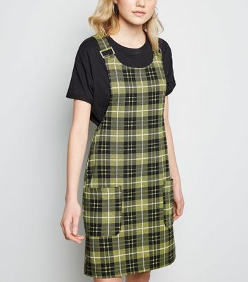 new look checked pinafore dress