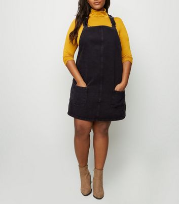 new look black denim pinafore