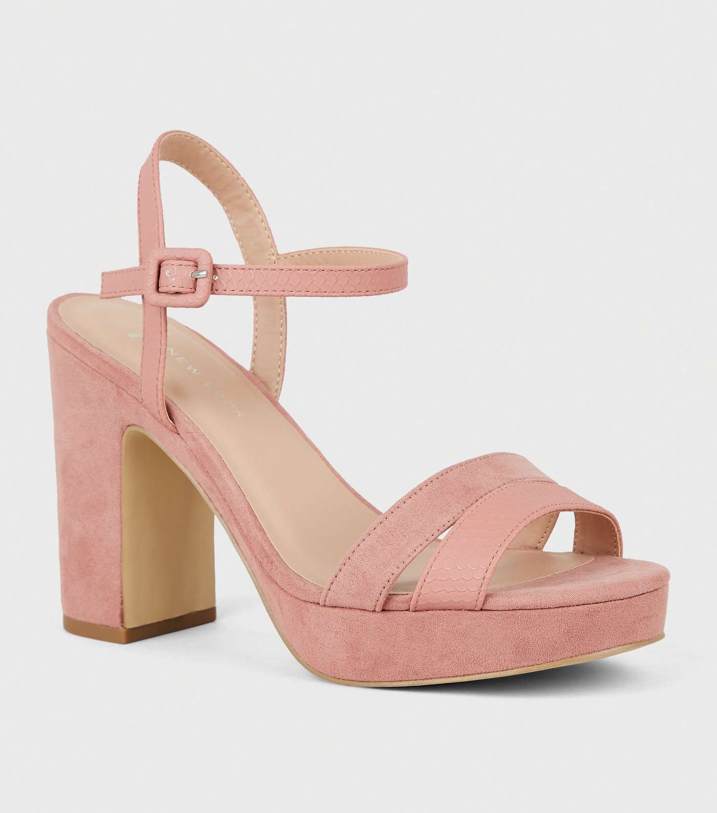 Wide Fit Pink Suedette Strappy Platform Sandals