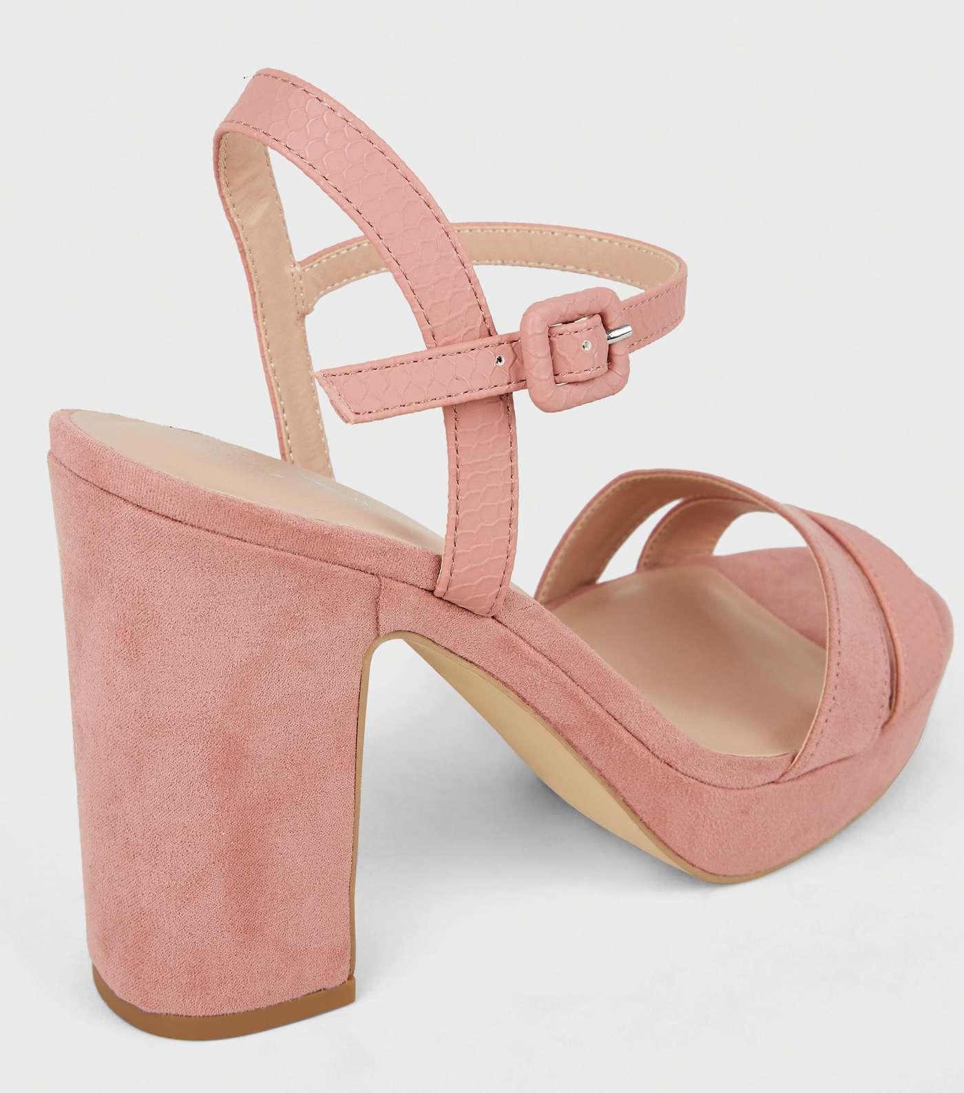 Wide Fit Pink Suedette Strappy Platform Sandals Image 3