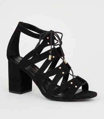 black lace up heels wide fit