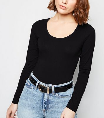 black crew neck bodysuit
