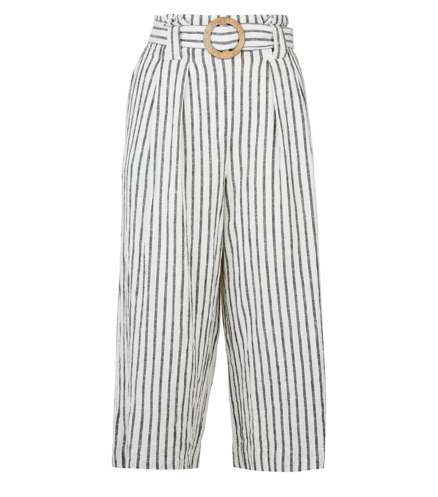 Petite Off White Linen Blend Cropped Trousers Image 4