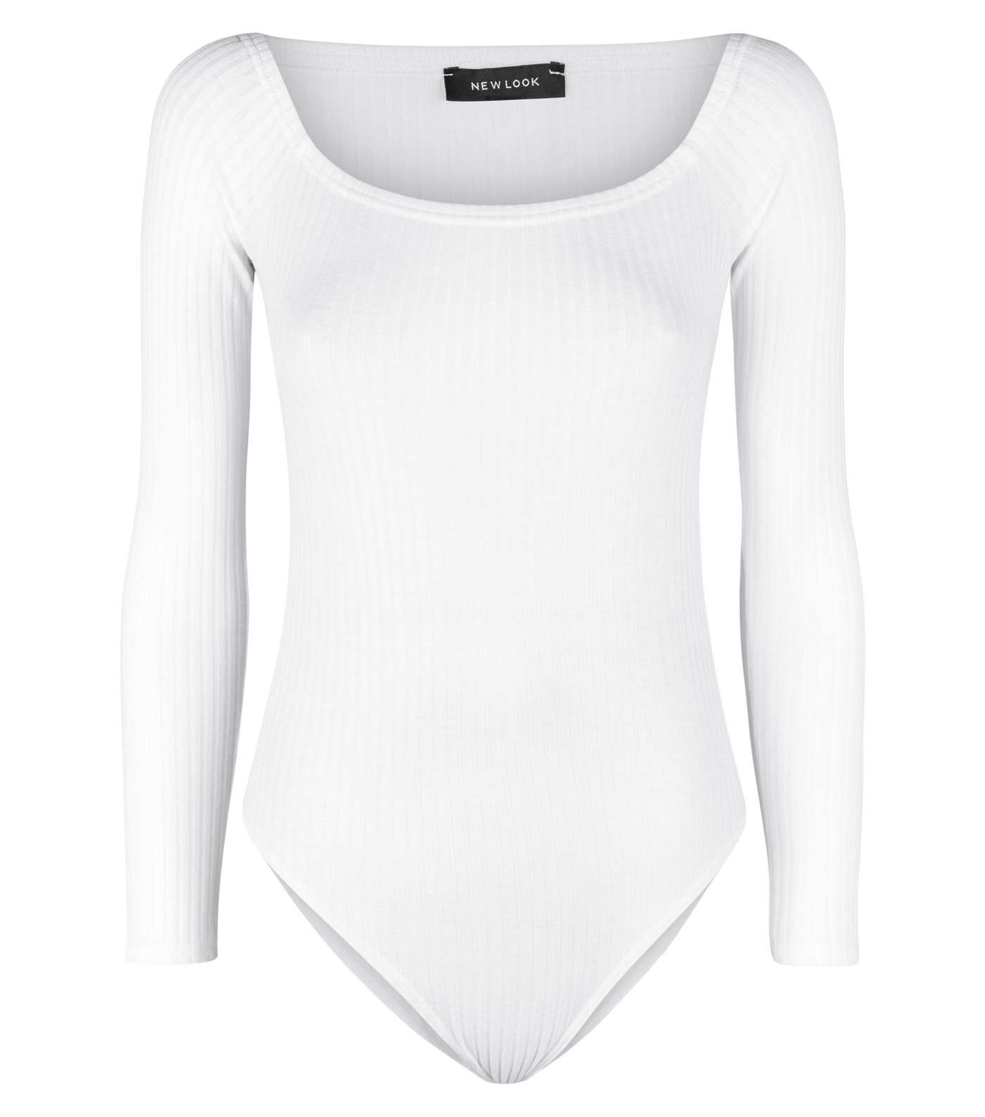 Cream Ribbed Long Sleeve Bardot Bodysuit Image 4