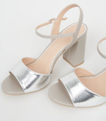 new look wide fit silver shoes