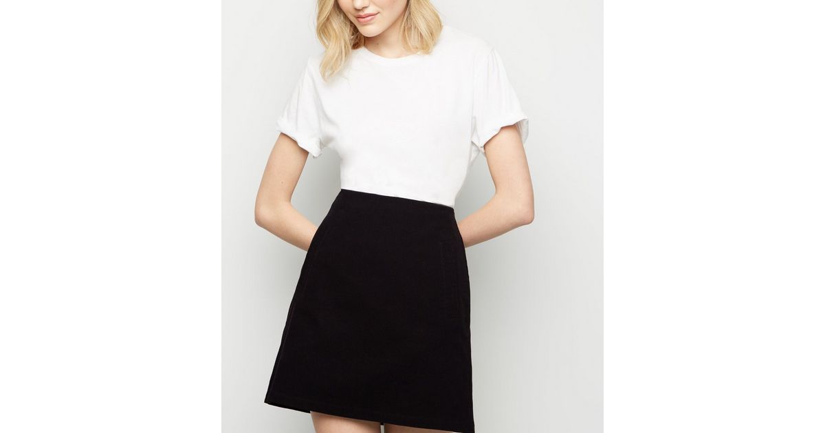 Black Corduroy High Waist Mini Skirt New Look