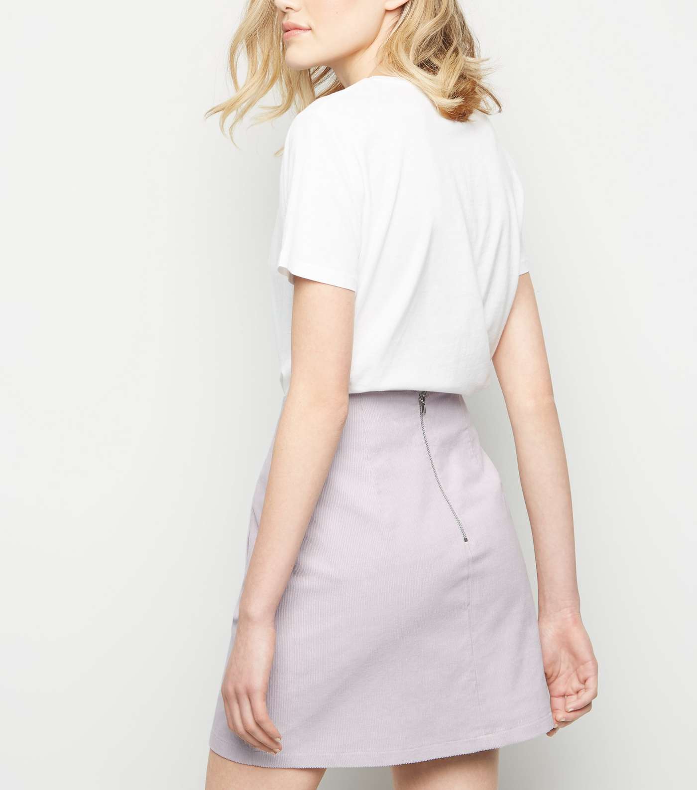 Lilac Corduroy High Waist Mini Skirt Image 3