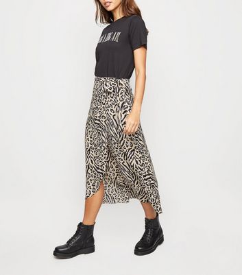 new look leopard wrap skirt