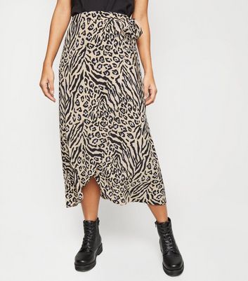 new look leopard wrap skirt