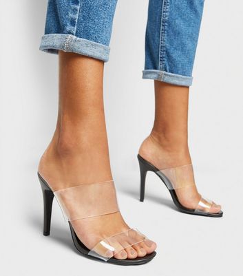 clear stiletto mules